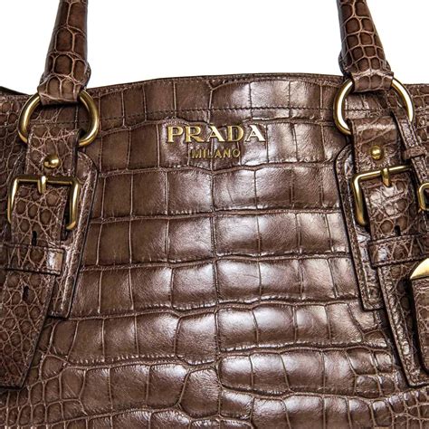 brown crocodile prada bag|Prada crocodile bag for sale.